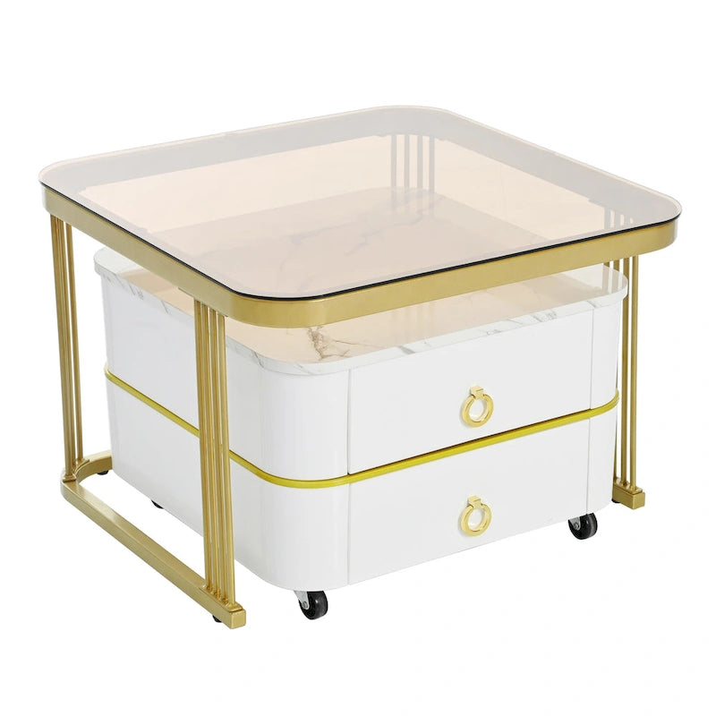 Table basse gigogne carrée 2-en-1 Harper&Bright Designs avec roulettes