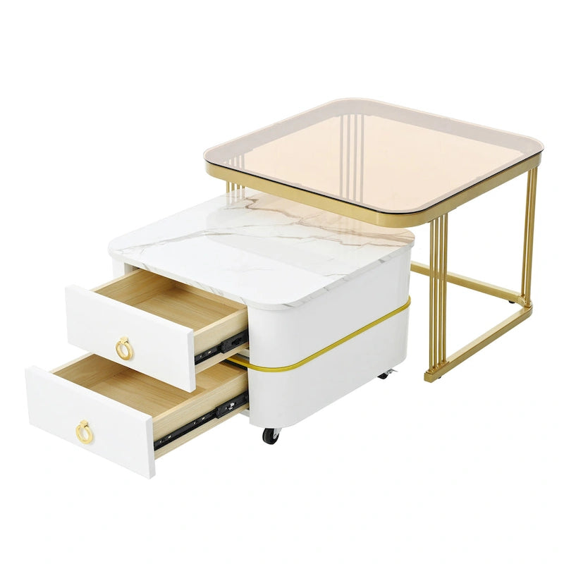 Table basse gigogne carrée 2-en-1 Harper&Bright Designs avec roulettes