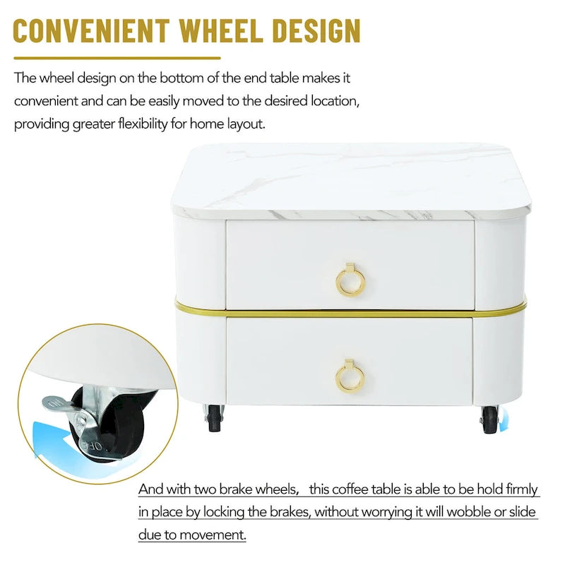 Table basse gigogne carrée 2-en-1 Harper&Bright Designs avec roulettes