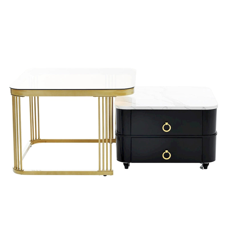 Table basse gigogne carrée 2-en-1 Harper&Bright Designs avec roulettes