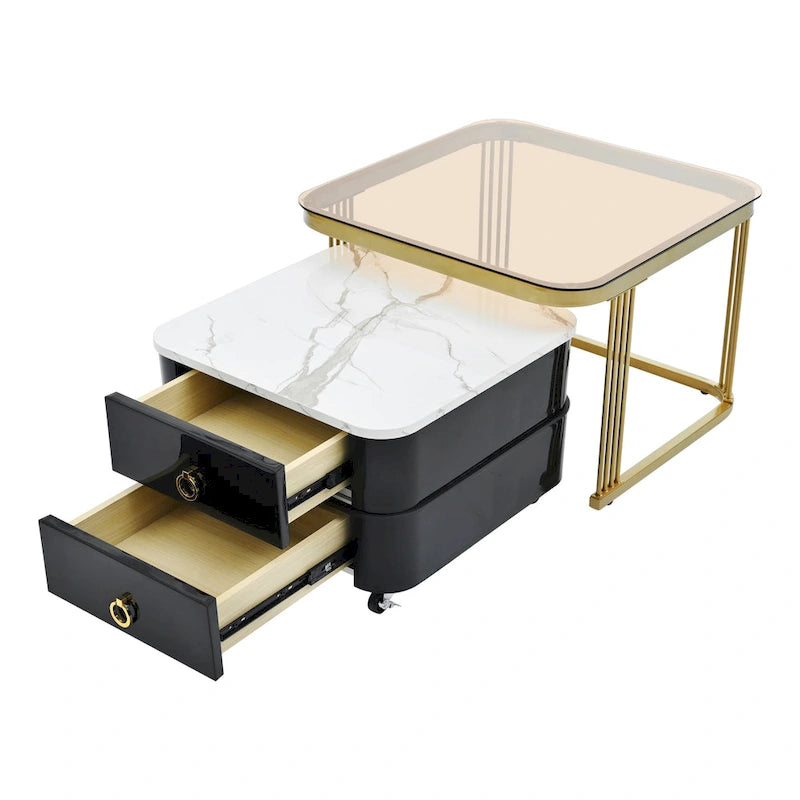 Table basse gigogne carrée 2-en-1 Harper&Bright Designs avec roulettes