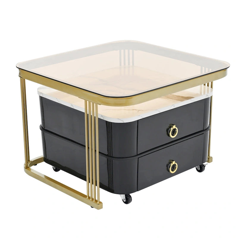 Table basse gigogne carrée 2-en-1 Harper&Bright Designs avec roulettes