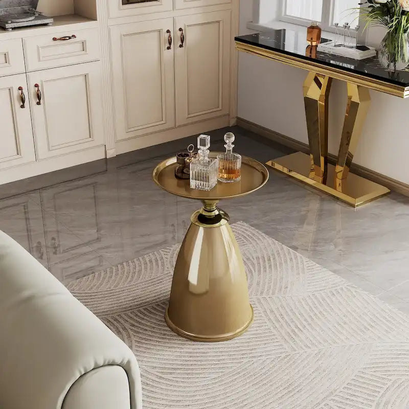 Table d'appoint de luxe en fer, table d'appoint ronde minimaliste pour petit espace