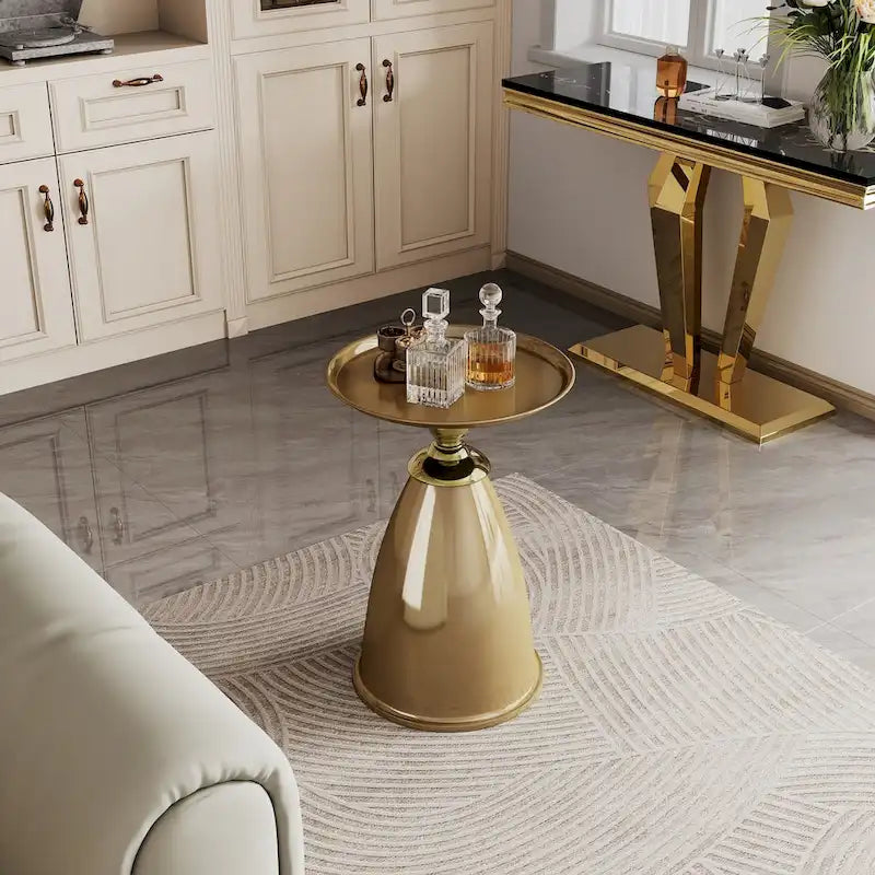 Table d'appoint de luxe en fer, table d'appoint ronde minimaliste pour petit espace