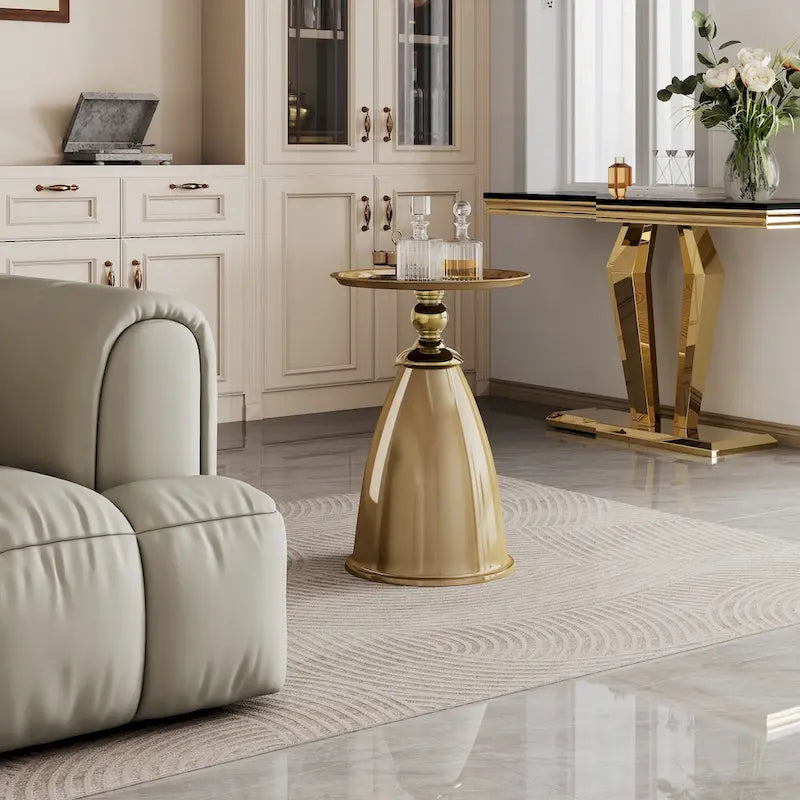 Table d'appoint de luxe en fer, table d'appoint ronde minimaliste pour petit espace