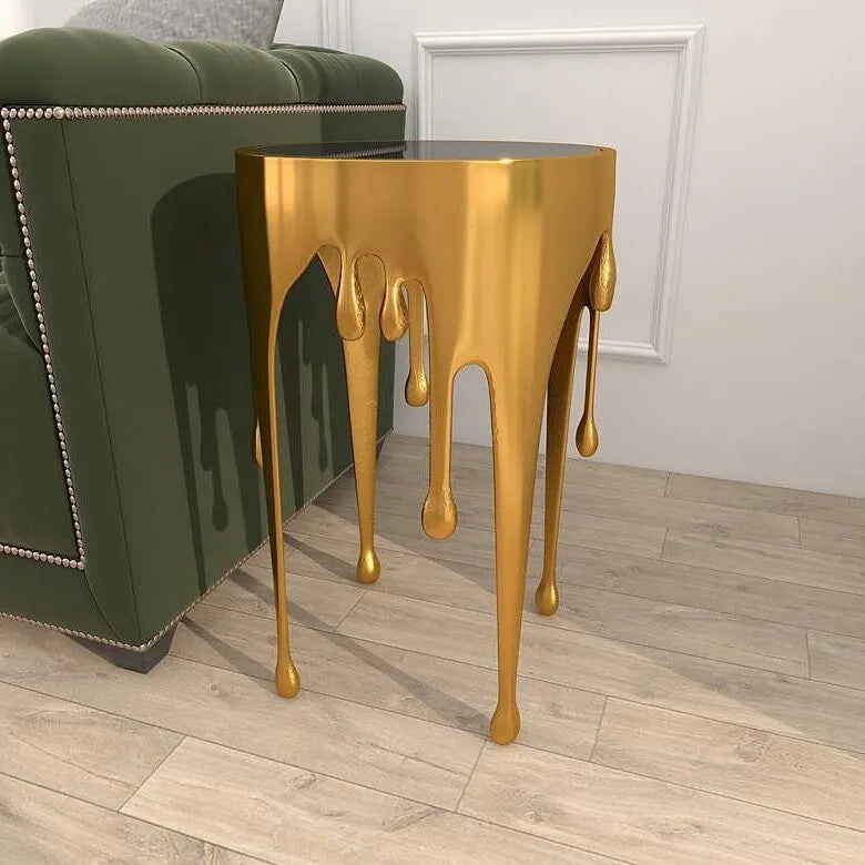 Table d'appoint métallique artistique 16 po (largeur) – Collection Drip en métal – 16 x 25