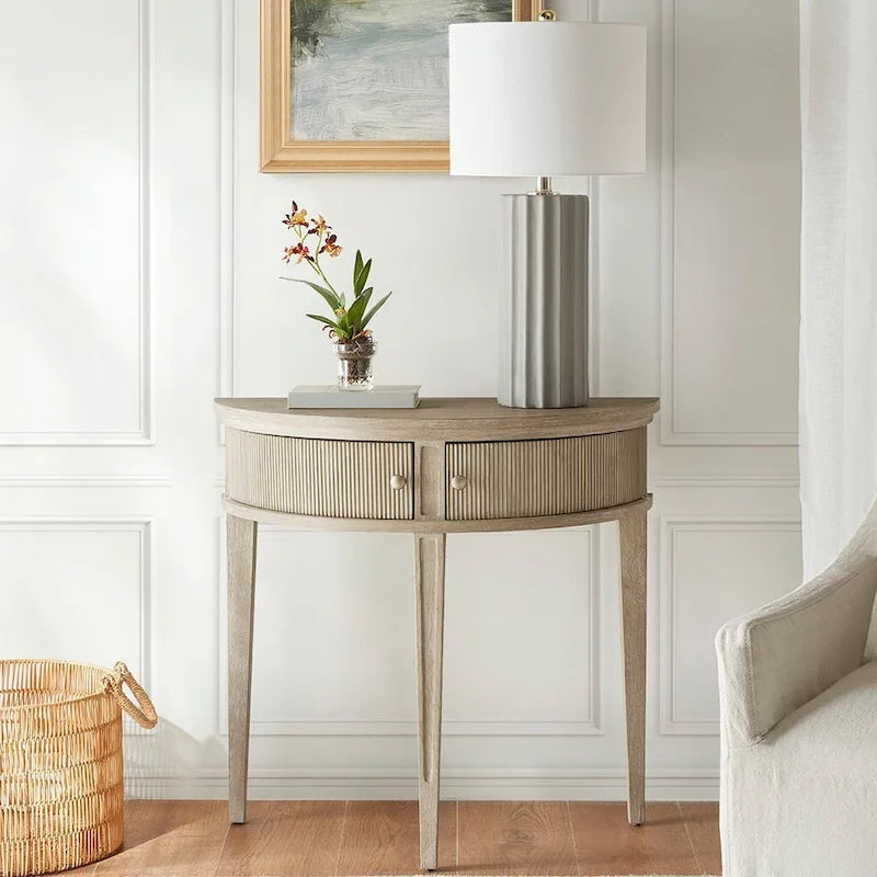 Solid Wood Storage Console Table with Antique Finish