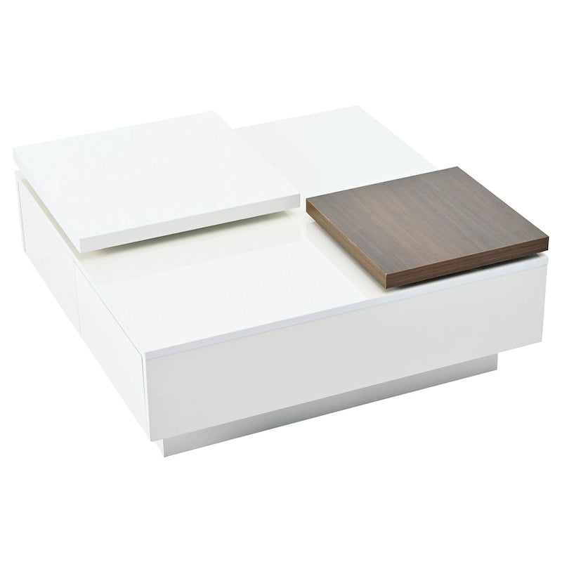 Table basse carrée en bois finition laquée brillante