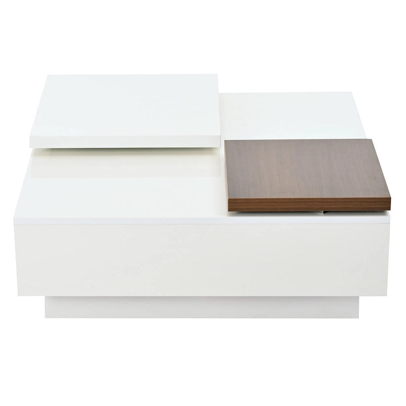 Table basse carrée en bois finition laquée brillante