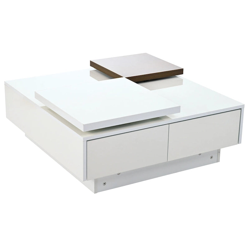 Table basse carrée en bois finition laquée brillante