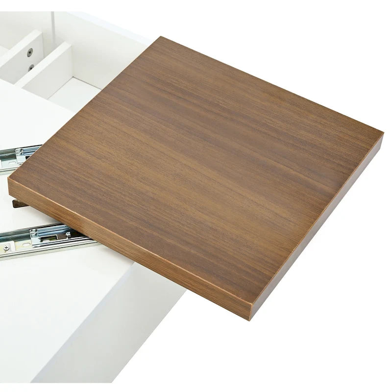 Table basse carrée en bois finition laquée brillante
