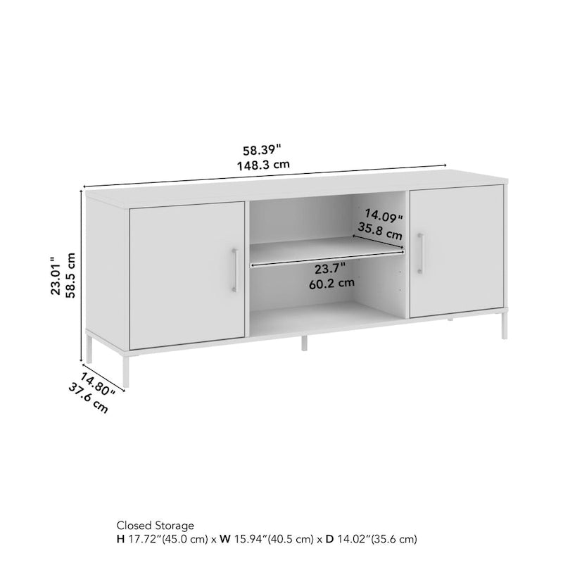 Meuble TV Bush Furniture Essence 58W avec portes et étagères