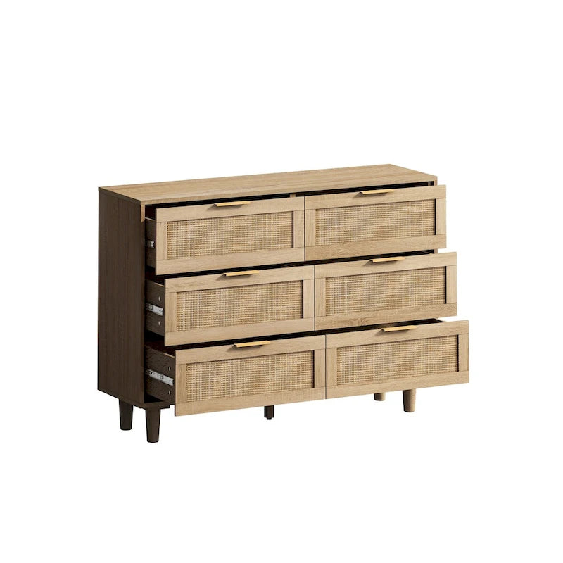Commode en rotin à 6 tiroirs - 110 L x 40 l x 75 H cm