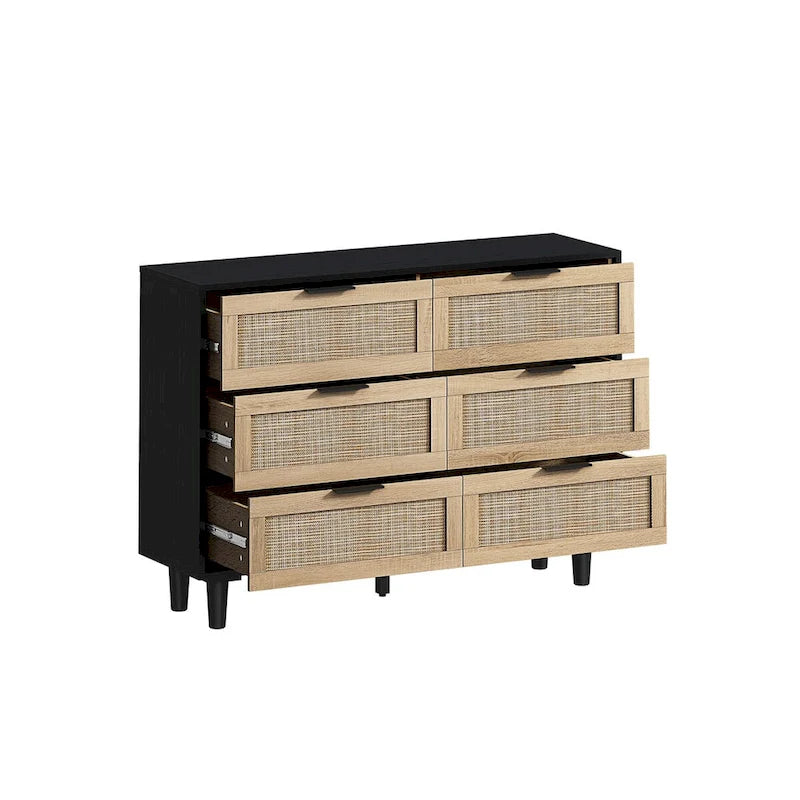 Commode en rotin à 6 tiroirs - 110 L x 40 l x 75 H cm