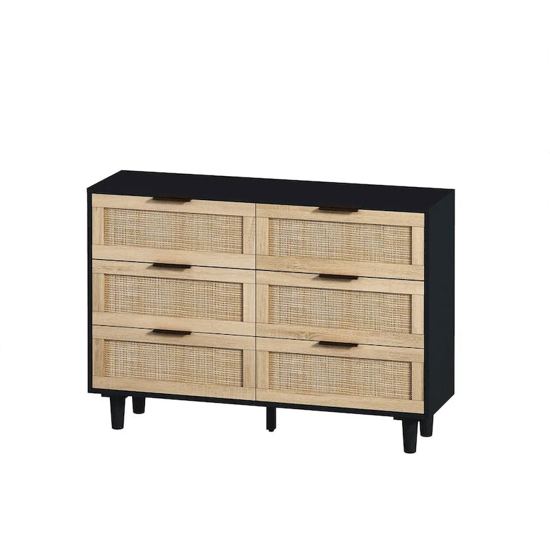 Commode en rotin à 6 tiroirs - 110 L x 40 l x 75 H cm