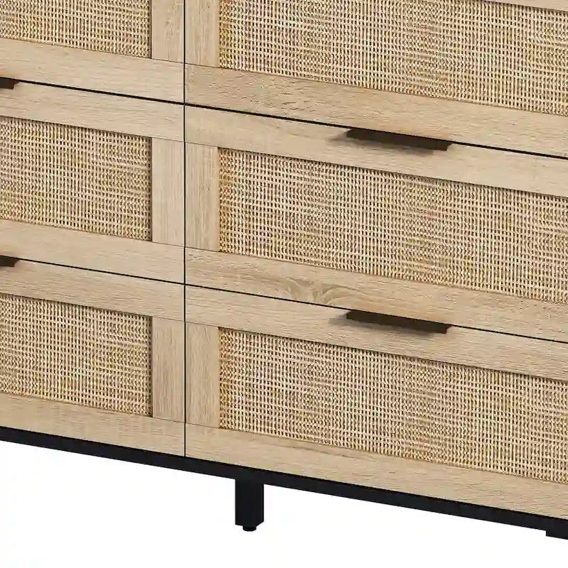 Commode en rotin à 6 tiroirs - 110 L x 40 l x 75 H cm