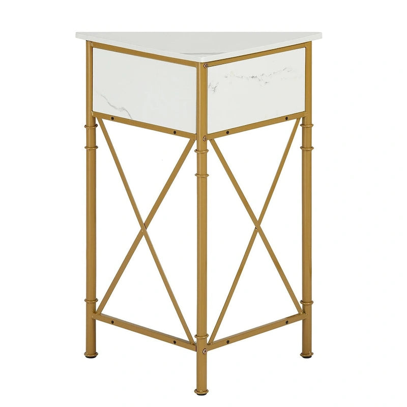 Table d'angle Javlergo avec tiroir et étagère de rangement, meuble bas triangulaire indépendant pour cuisine, salon et chambre