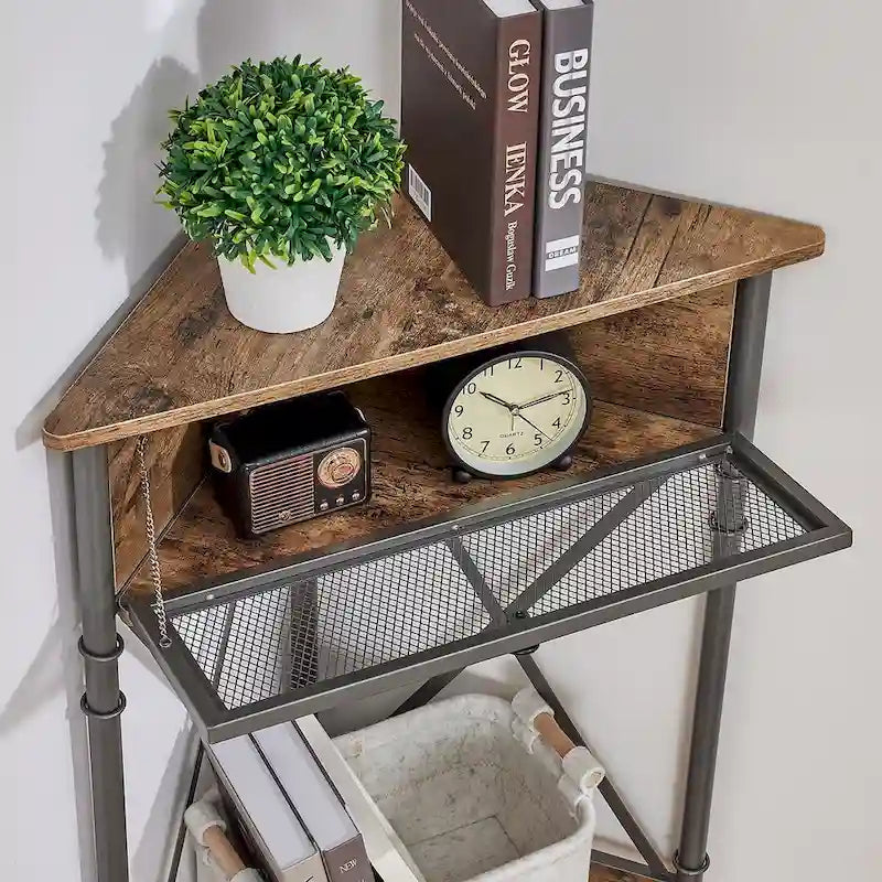 Table d'angle Javlergo avec tiroir et étagère de rangement, meuble bas triangulaire indépendant pour cuisine, salon et chambre