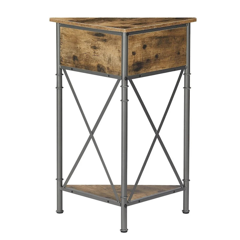Table d'angle Javlergo avec tiroir et étagère de rangement, meuble bas triangulaire indépendant pour cuisine, salon et chambre