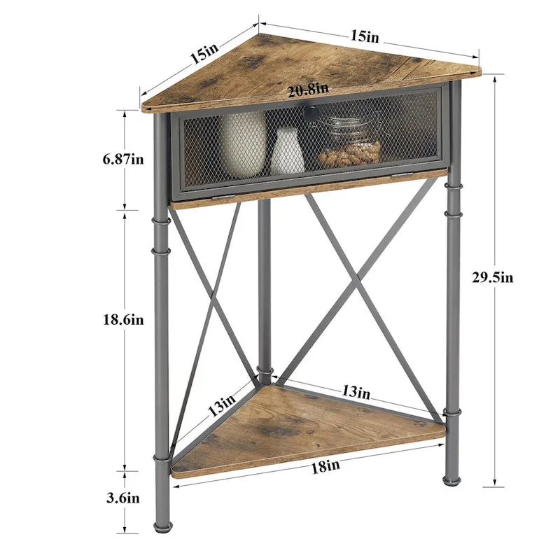 Table d'angle Javlergo avec tiroir et étagère de rangement, meuble bas triangulaire indépendant pour cuisine, salon et chambre