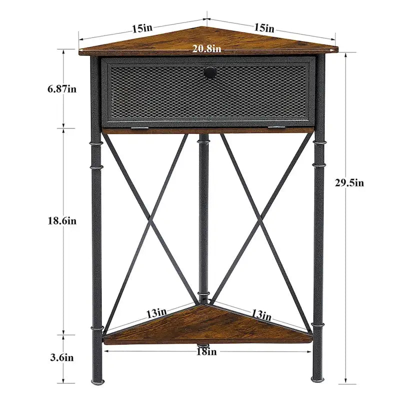 Table d'angle Javlergo avec tiroir et étagère de rangement, meuble bas triangulaire indépendant pour cuisine, salon et chambre