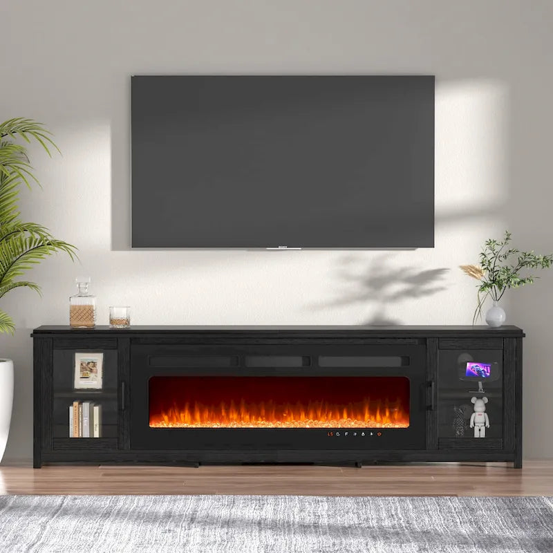 Meuble TV avec cheminée électrique moderne 80 po