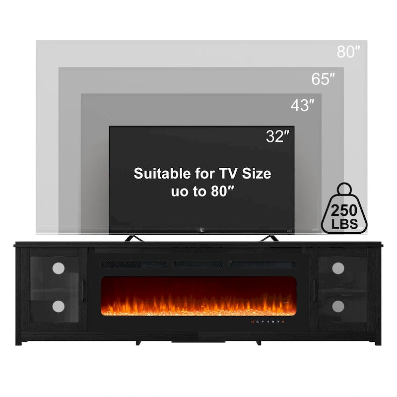 Meuble TV avec cheminée électrique moderne 80 po