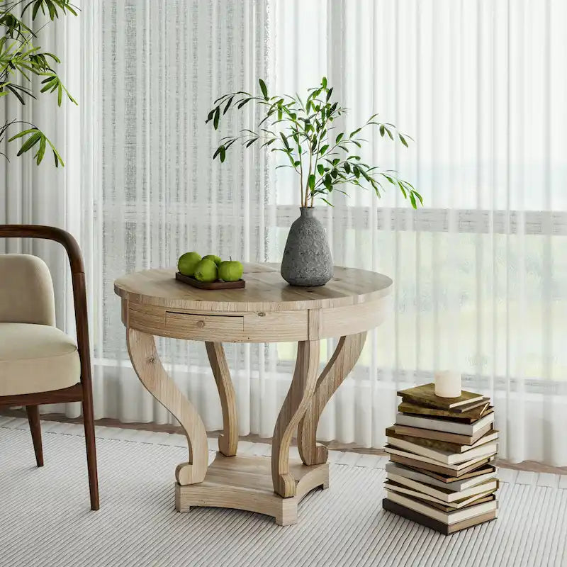 Table de salle à manger ronde de petite taille en bois de style rustique, table d'appoint, table basse de 32 pouces