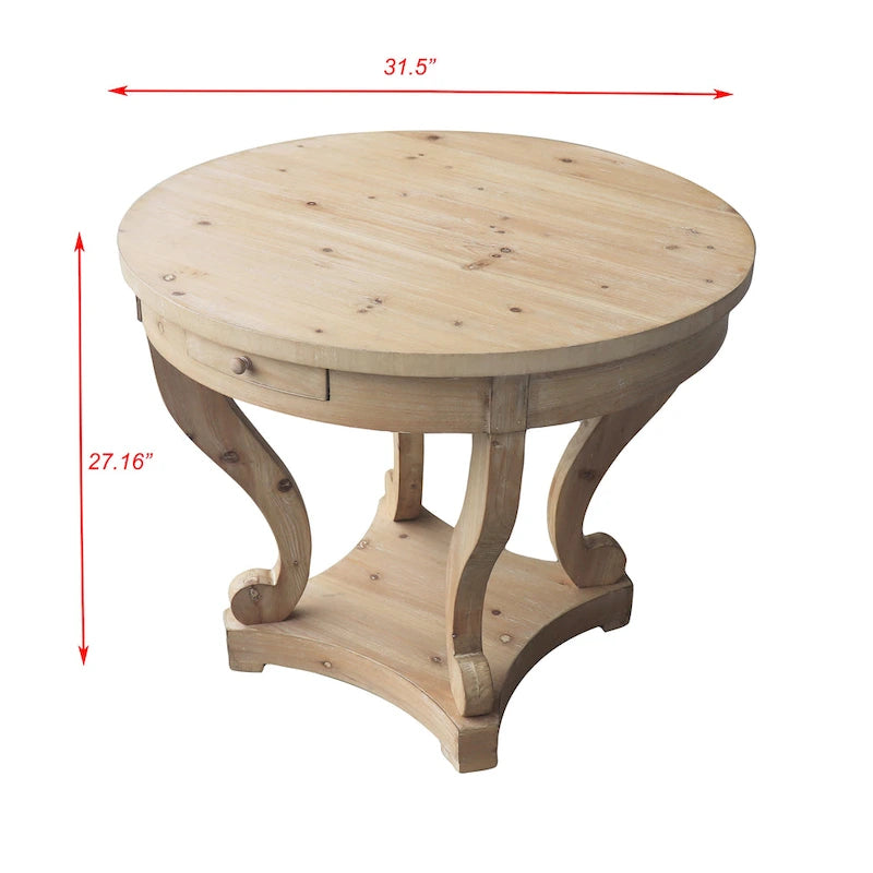 Table de salle à manger ronde de petite taille en bois de style rustique, table d'appoint, table basse de 32 pouces