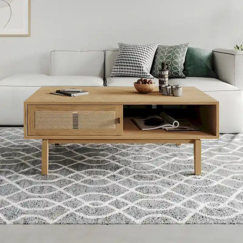 Table basse en bois de chêne Studio London Lucas avec rangement pour salon