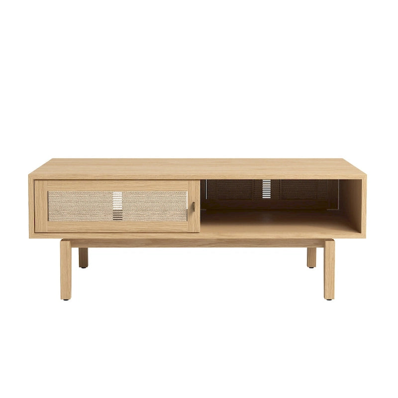 Table basse en bois de chêne Studio London Lucas avec rangement pour salon