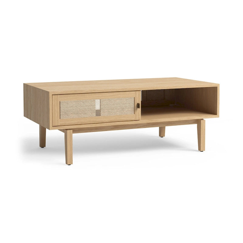 Table basse en bois de chêne Studio London Lucas avec rangement pour salon