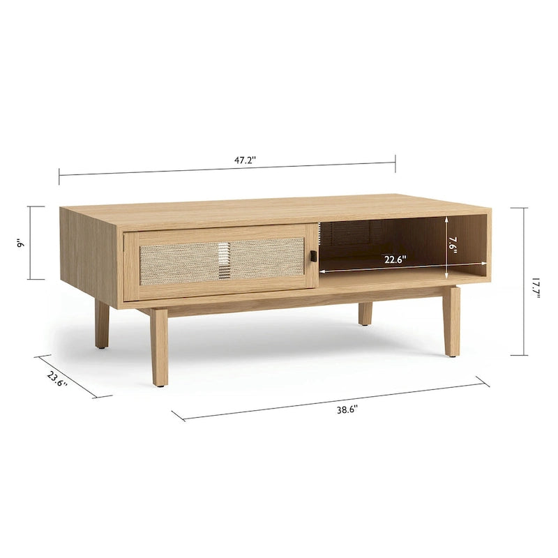 Table basse en bois de chêne Studio London Lucas avec rangement pour salon