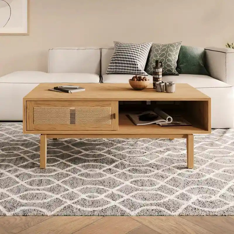 Table basse en bois de chêne Studio London Lucas avec rangement pour salon