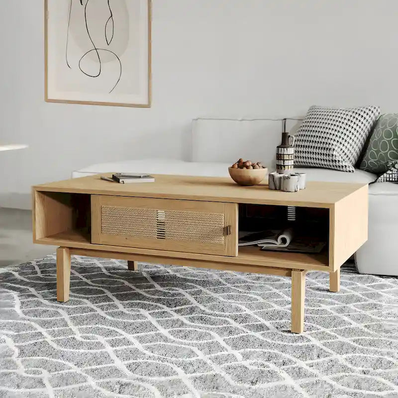 Table basse en bois de chêne Studio London Lucas avec rangement pour salon