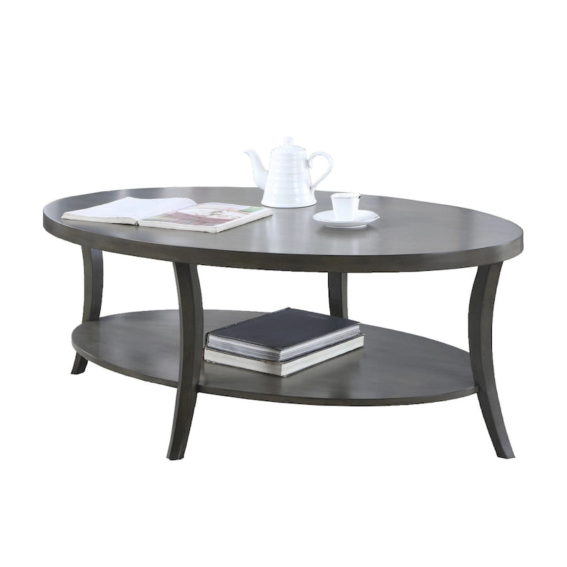 Table basse ovale avec étagère