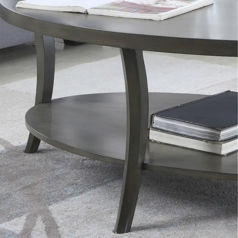 Table basse ovale avec étagère