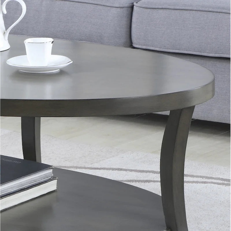 Table basse ovale avec étagère