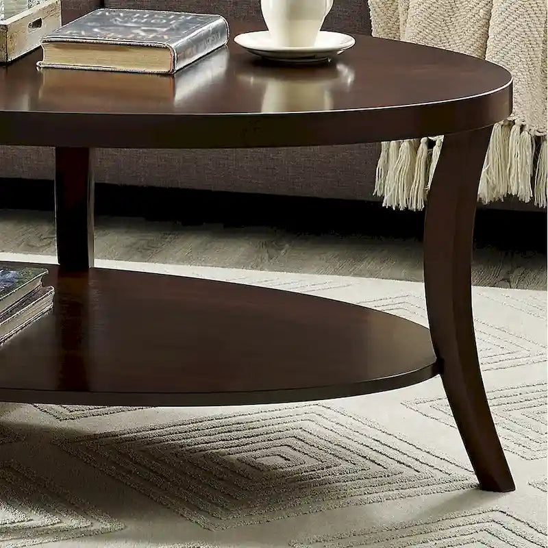 Table basse ovale avec étagère