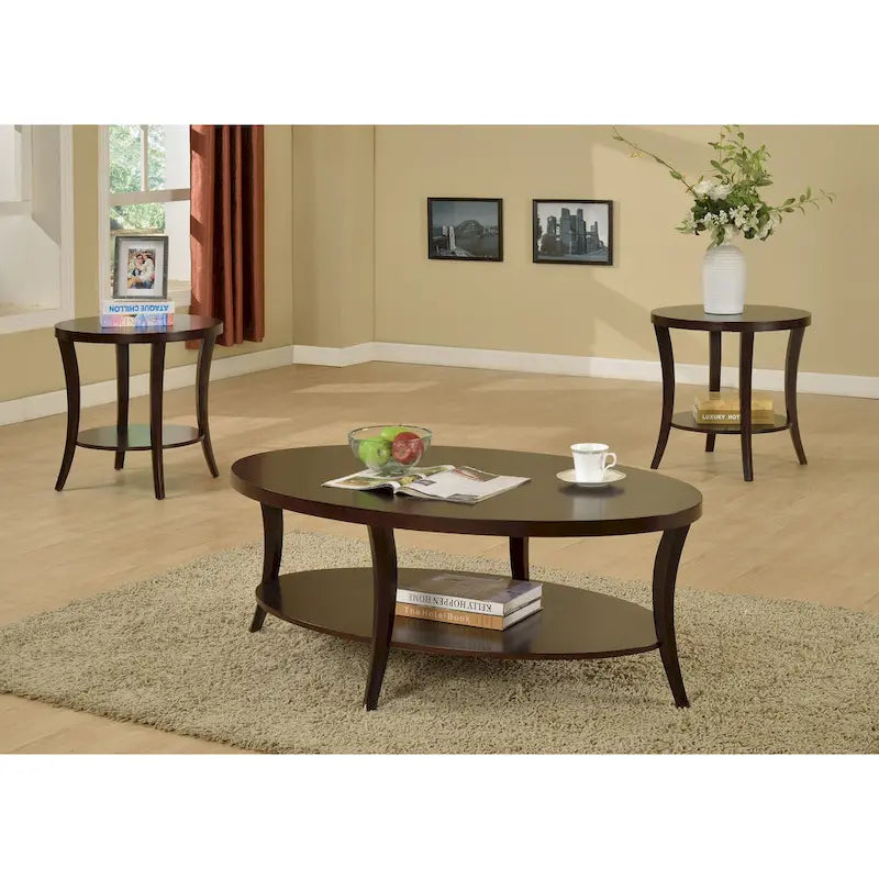 Table basse ovale avec étagère