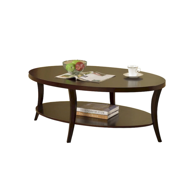 Table basse ovale avec étagère