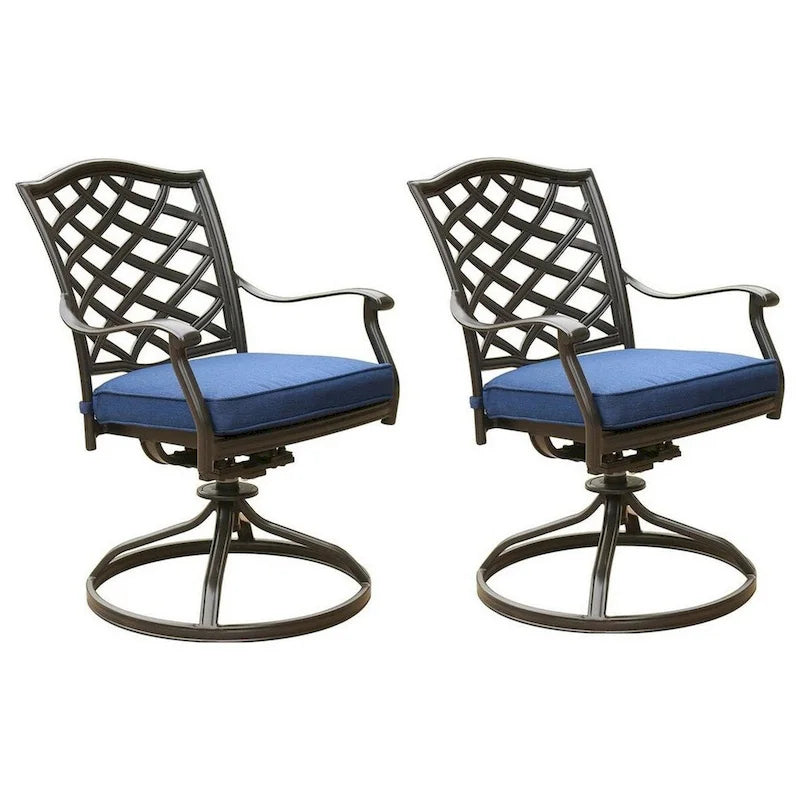 Chaise de salle à manger pivotante moderne Wynn de 63,5 cm avec coussin, lot de 2, bleue