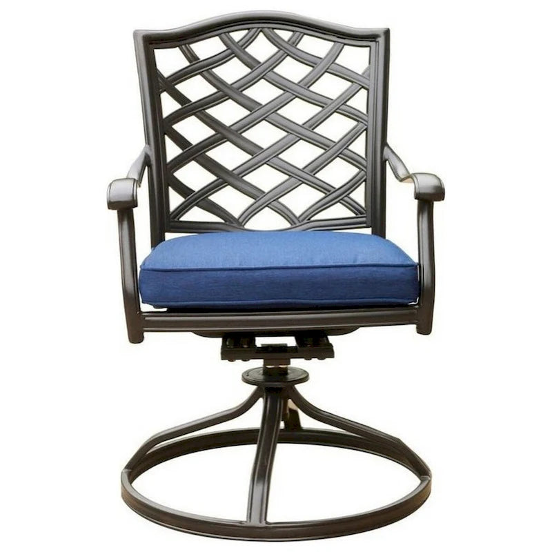 Chaise de salle à manger pivotante moderne Wynn de 63,5 cm avec coussin, lot de 2, bleue