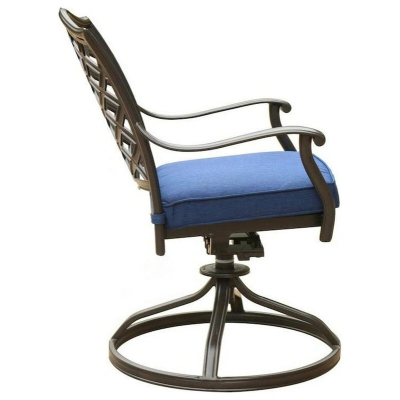 Chaise de salle à manger pivotante moderne Wynn de 63,5 cm avec coussin, lot de 2, bleue