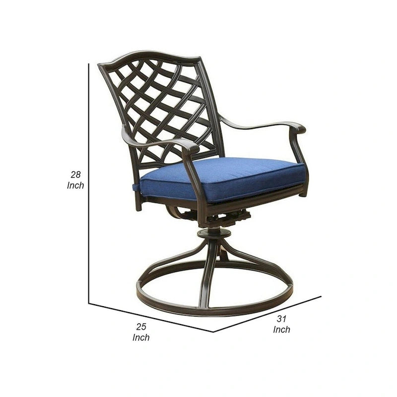 Chaise de salle à manger pivotante moderne Wynn de 63,5 cm avec coussin, lot de 2, bleue