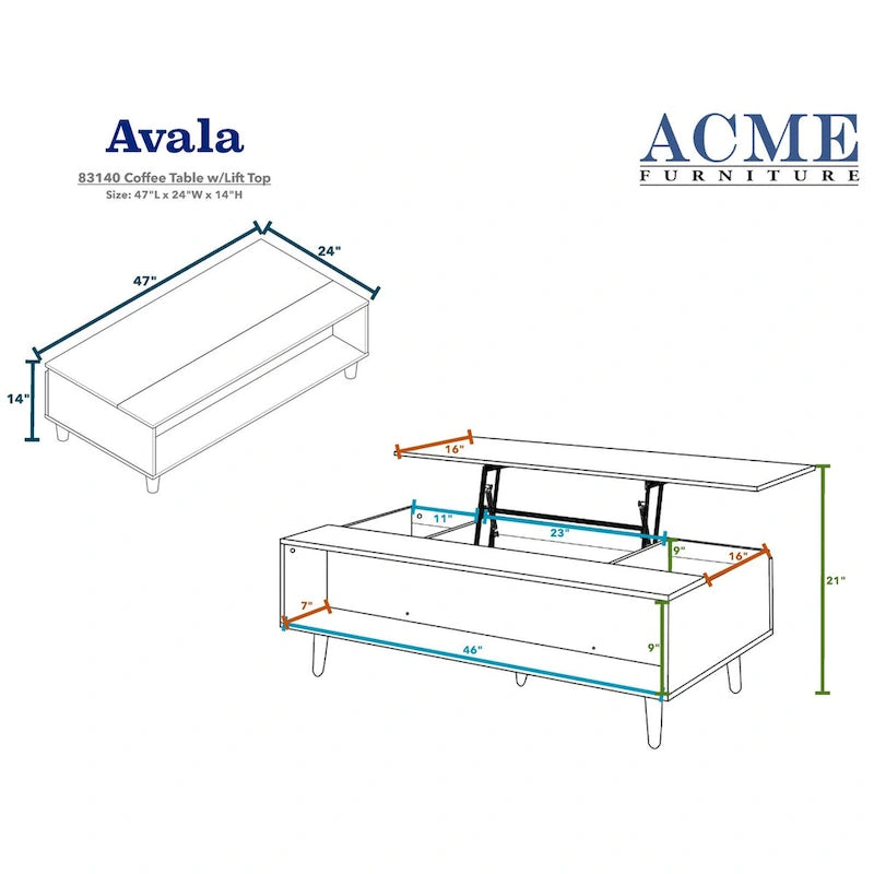 Table basse relevable ACME Avala noyer et noir