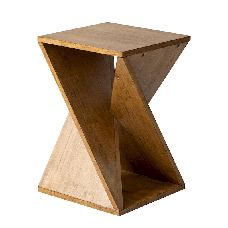 COZAYH Table d'appoint de ferme carrée en bois massif Support à plantes rustique avec motif torsadé, bois naturel, noir