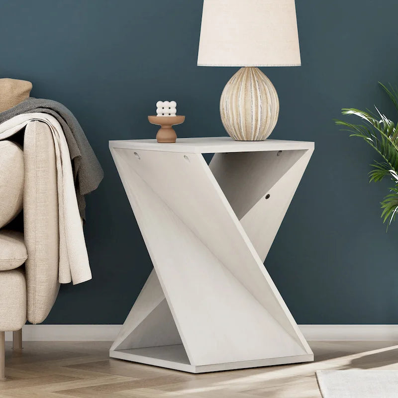 COZAYH Table d'appoint de ferme carrée en bois massif Support à plantes rustique avec motif torsadé, bois naturel, noir