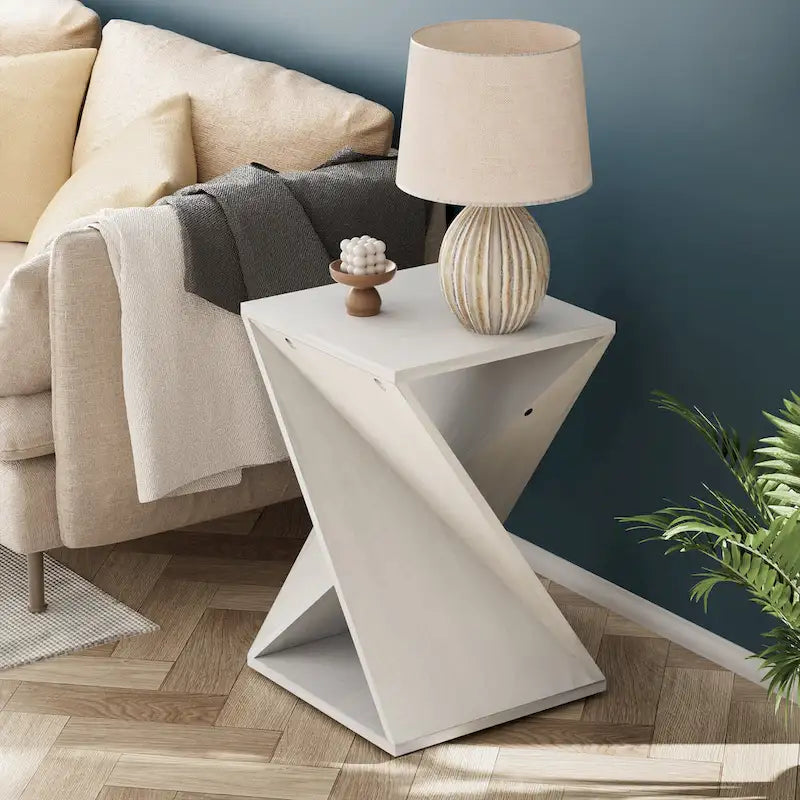 COZAYH Table d'appoint de ferme carrée en bois massif Support à plantes rustique avec motif torsadé, bois naturel, noir