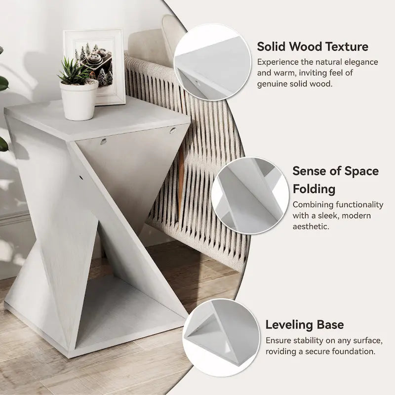 COZAYH Table d'appoint de ferme carrée en bois massif Support à plantes rustique avec motif torsadé, bois naturel, noir